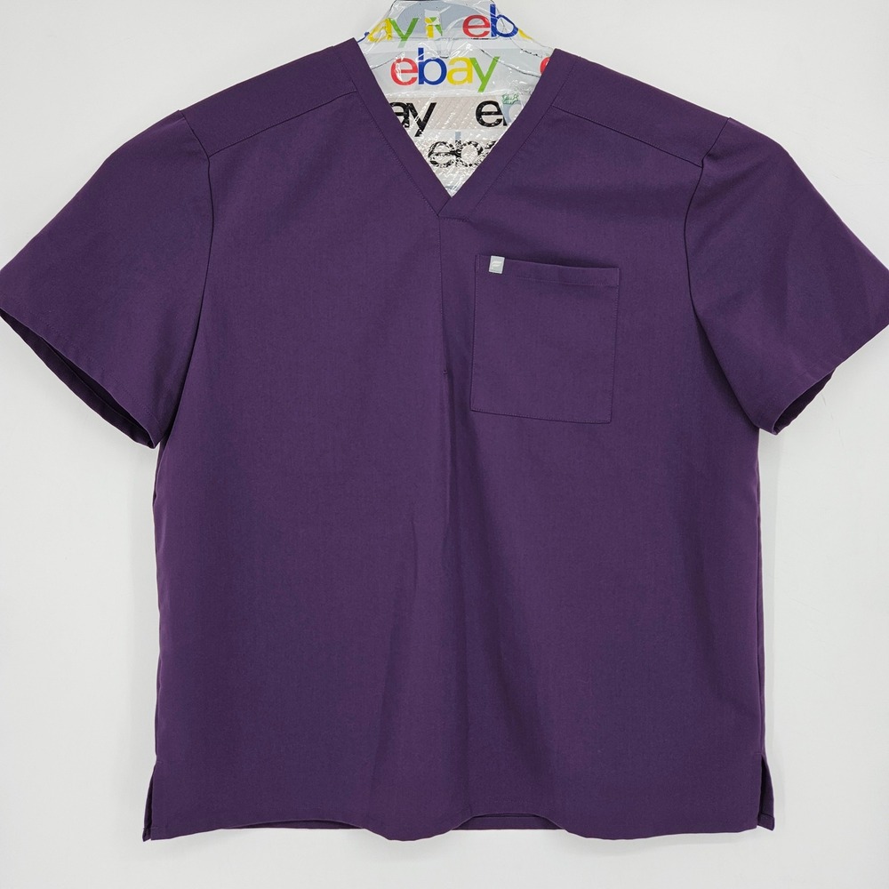 Fabletics Helix Scrub Top Mens‎ XXL Purple Short Sleeve Uniforms Healthcare